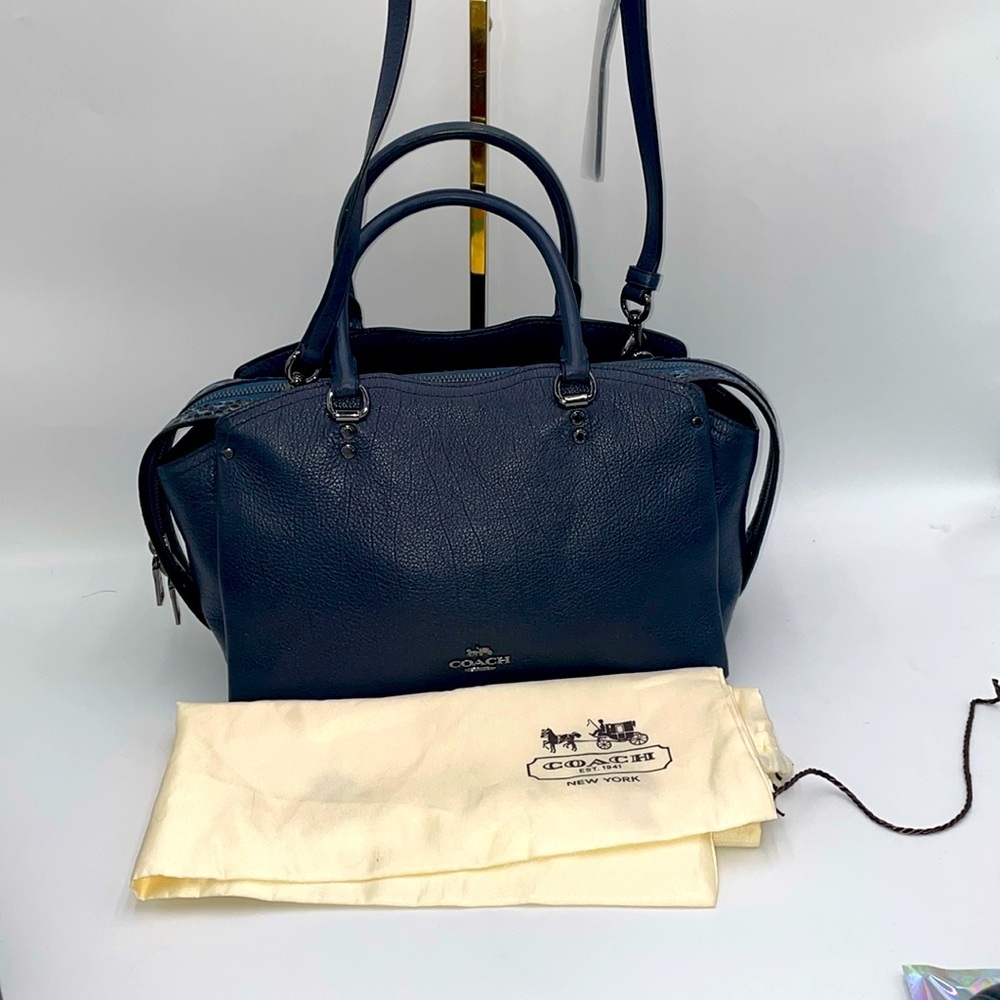 Coach NWOT Navy Blue Leather and snake skin  Tote Bag
